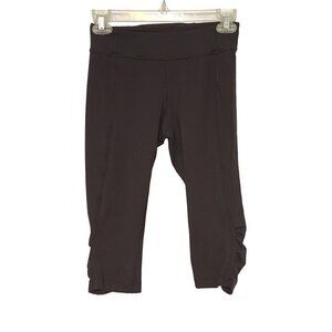 Lululemon Black Cropped Athletic Ruched Leggings Women’s Size 4‎